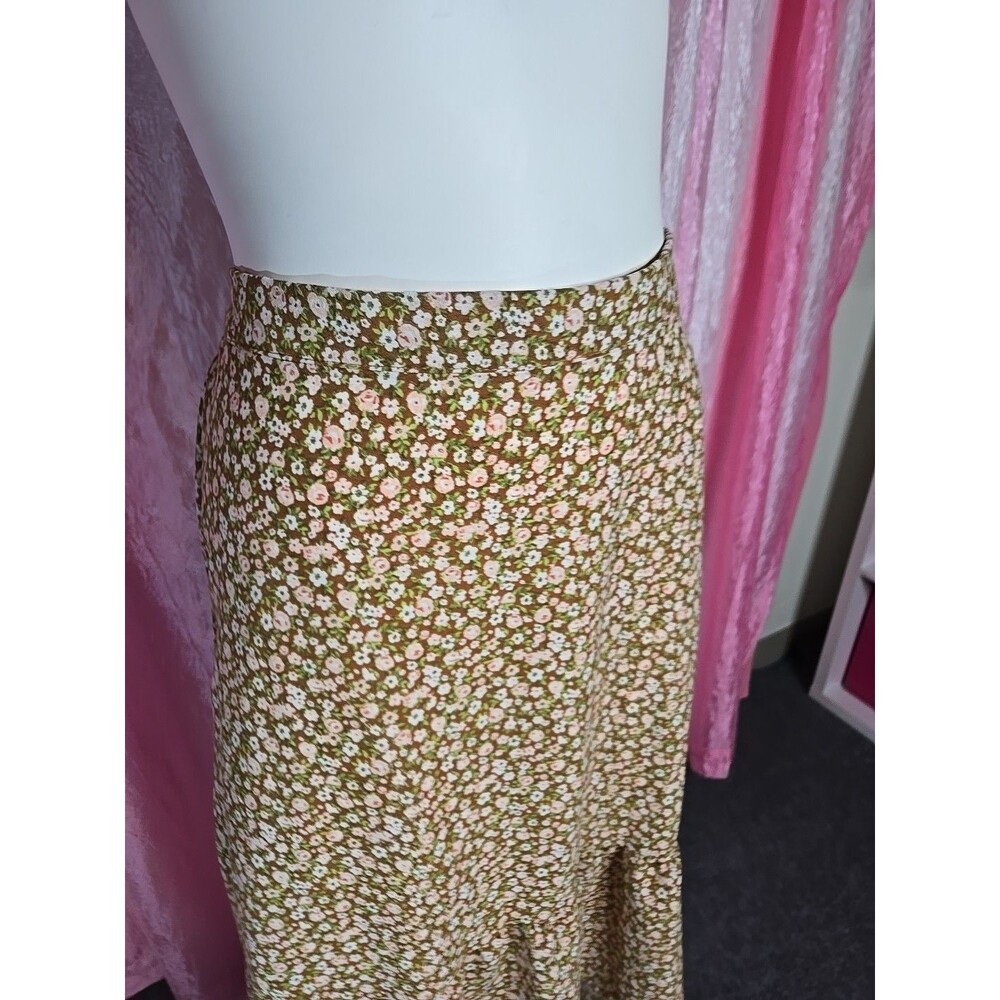 Altar'd State Brown Floral High Low Ruffle Maxi Boho Skirt Size Large - Picture 5 of 15